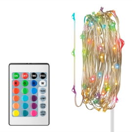 Serie LED multicolor RGB de 2 m con módulo para pilas y control remoto