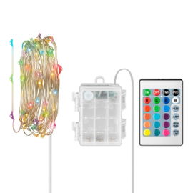Serie LED multicolor RGB de 2 m con módulo para pilas y control remoto