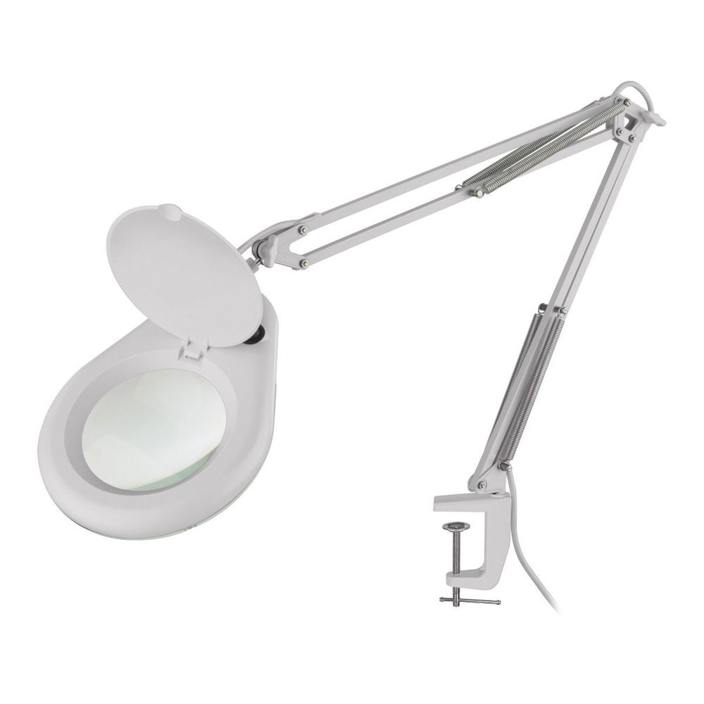 Lámpara LED con lupa (5x) y brazo articulado, blanca Lámpara LED con lupa (5x) y brazo articulado, blanca