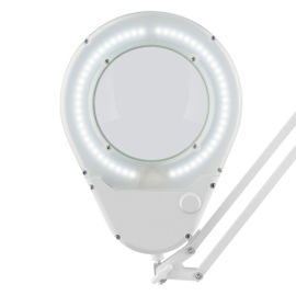 Lámpara LED con lupa (5x) y brazo articulado, blanca Lámpara LED con lupa (5x) y brazo articulado, blanca