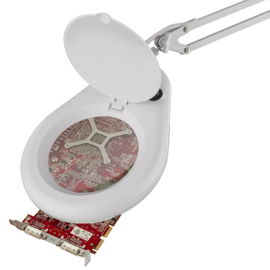 Lámpara LED con lupa (5x) y brazo articulado, blanca Lámpara LED con lupa (5x) y brazo articulado, blanca