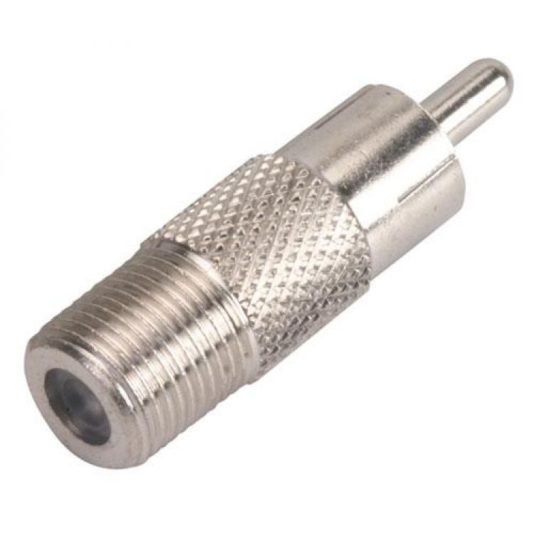 Adaptador con conector macho RCA a hembra de rosca tipo F Adaptador con conector macho RCA a hembra de rosca tipo F