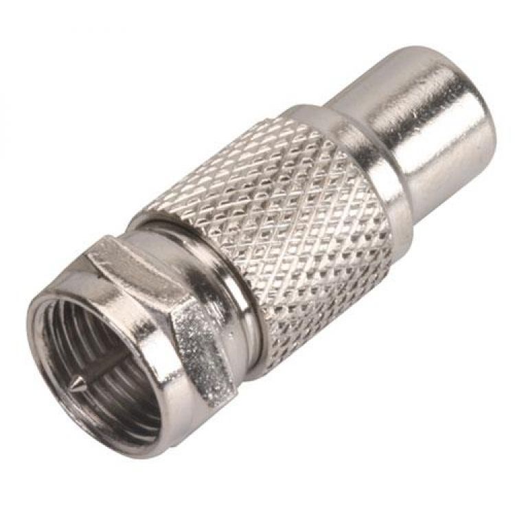 Adaptador con conector hembra RCA a macho tipo F, de rosca Adaptador con conector hembra RCA a macho tipo F, de rosca