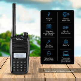 Radio intercomunicador profesional con teclado y display, hasta 7 Km de alcance