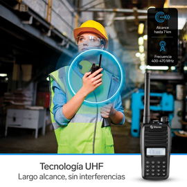 Radio intercomunicador profesional con teclado y display, hasta 7 Km de alcance