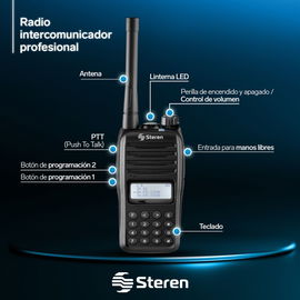 Radio intercomunicador profesional con teclado y display, hasta 7 Km de alcance