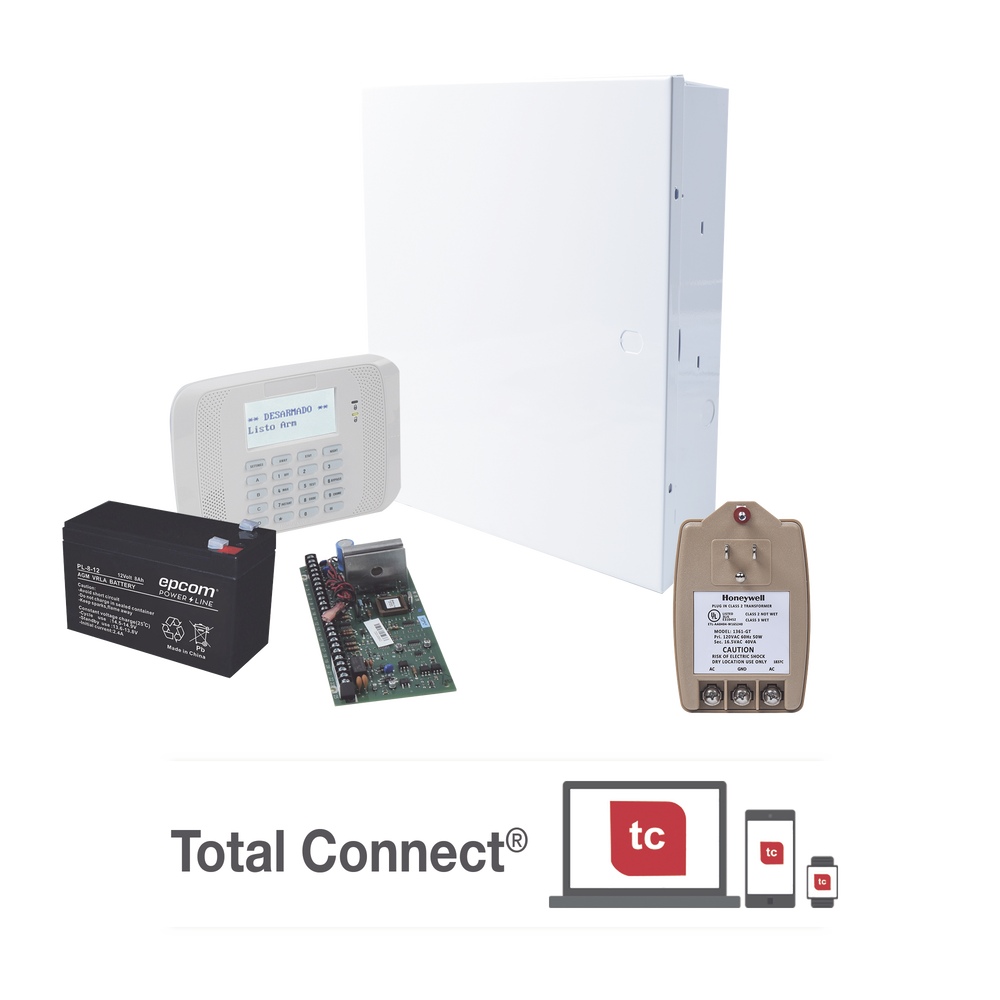 Kit de Panel de Alarma VISTA48LA con  Batería de 9Ah, Transformador y Gabinete