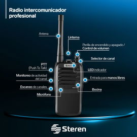 Radio intercomunicador profesional, hasta 7 Km de alcance