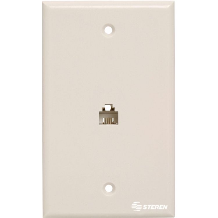 Placa de pared con jack RJ11 de 4 contactos, blanca