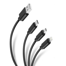 Cable 3 en 1, USB a Lightning/micro USB/USB C Cable 3 en 1, USB a Lightning/micro USB/USB C