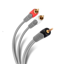 Cable conector 3,5 mm a 2 conector RCA de 1,8 m, reforzado