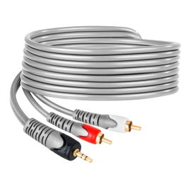 Cable conector 3,5 mm a 2 conector RCA de 1,8 m, reforzado Cable conector 3,5 mm a 2 conector RCA de 1,8 m, reforzado