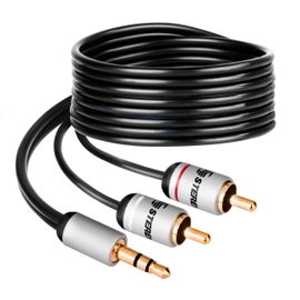 Cable conector 3,5 mm a 2 conector RCA de 90 cm, ultradelgado y conectores reforzados
