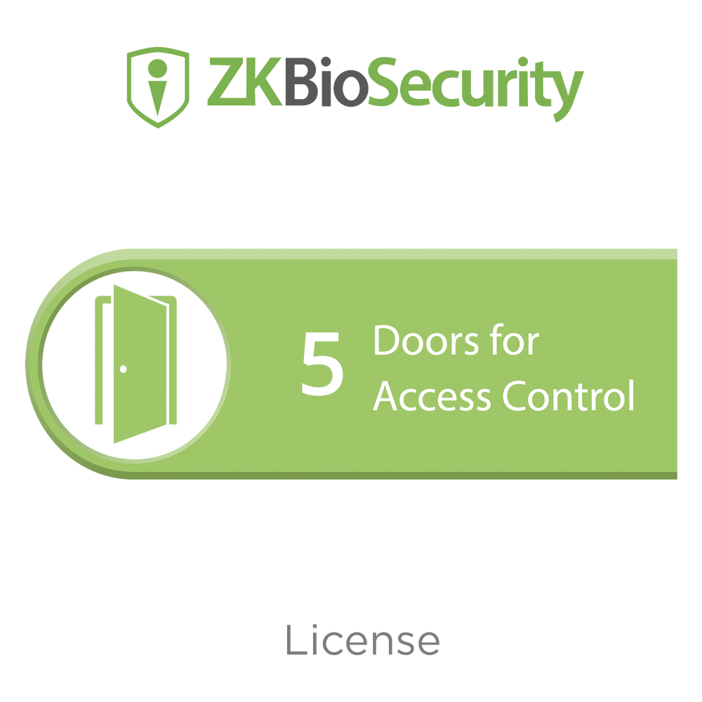 Licencia para ZKBiosecurity permite gestionar hasta 5 puertas para control de acceso