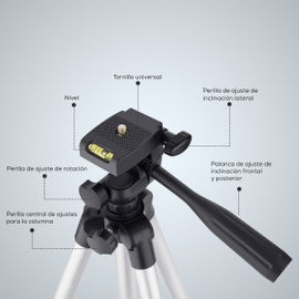 Tripié para celular o cámara digital, de aluminio Tripié para celular o cámara digital, de aluminio