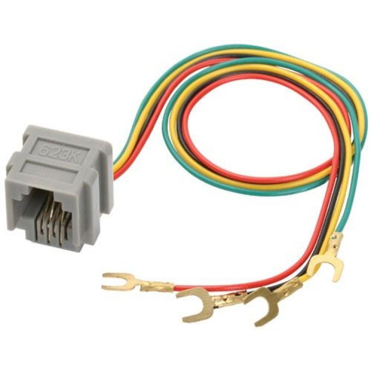 Jack RJ11 con 4 toma corrientes y cables con terminales tipo Jack RJ11 con 4 toma corrientes y cables con terminales tipo