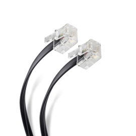 Cable plug a plug RJ11 de 2.1m, para extensión telefónica, negro Cable plug a plug RJ11 de 2.1m, para extensión telefónica, negro