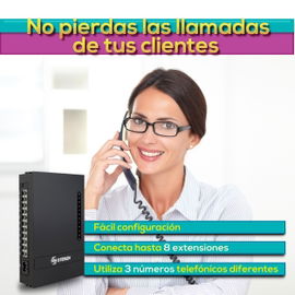 Conmutador de 3 líneas y 8 extensiones