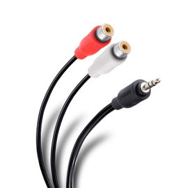 Cable conector 3,5 mm a 2 jacks RCA de 15 cm, ultradelgado