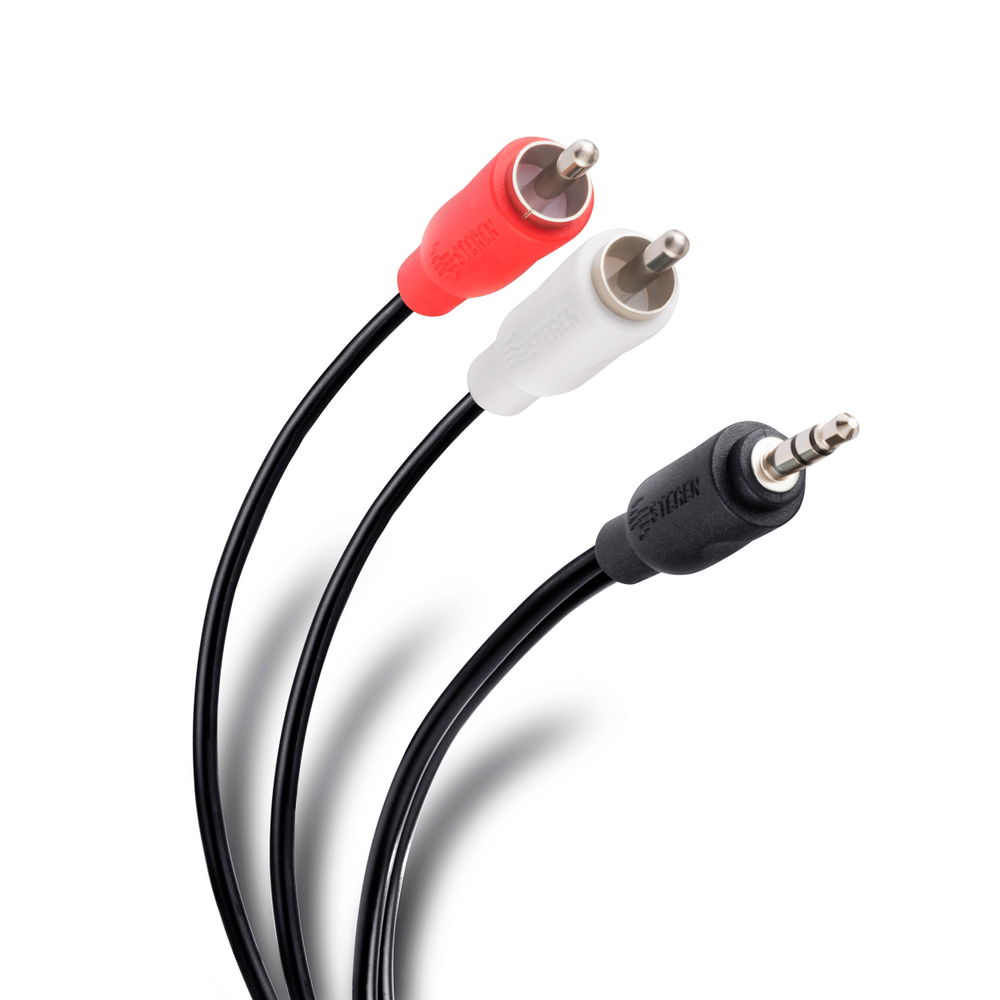 Cable conector 3,5 mm a 2 conector RCA de 15 cm, ultradelgado Cable conector 3,5 mm a 2 conector RCA de 15 cm, ultradelgado