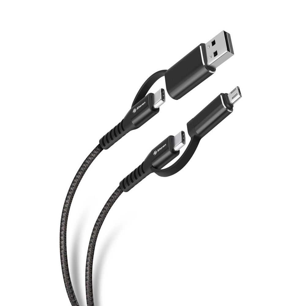Cable 4 en 1, USB/USB C a Micro USB/USB C de 1 m Cable 4 en 1, USB/USB C a Micro USB/USB C de 1 m