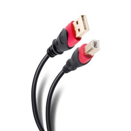 Cable Elite USB a USB tipo B de 1,8 m reforzado, con conectores dorados Cable Elite USB a USB tipo B de 1,8 m reforzado, con conectores dorados