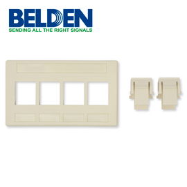 ADAPTADOR MODULAR KEYCONNECT BELDEN AX102291 3 PUERTOS COMPATIBLE CON JACKS CAT6A CAT6 CAT5E FIBRA Y COAXIAL COLOR BLANCO USO INTERIOR MATERIAL PLÁSTICO UL94V