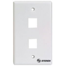 Placa para registro de 2 cavidades, para jack RJ45 CAT 5e y 6, tipo Keystone Placa para registro de 2 cavidades, para jack RJ45 CAT 5e y 6, tipo Keystone