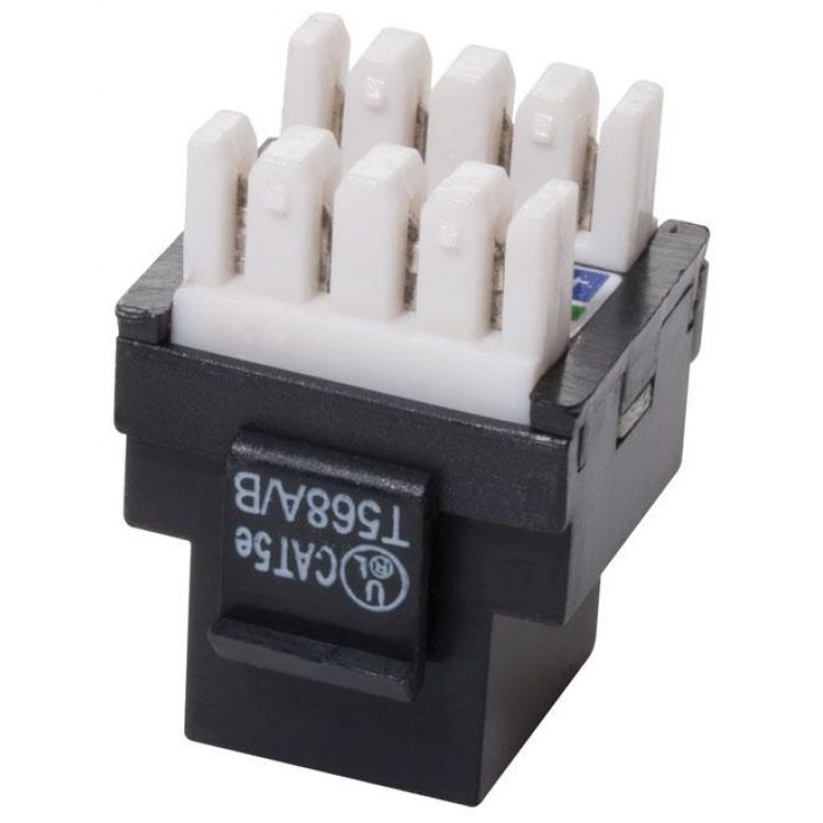 Jack RJ45 de 8 contactos a 180° CAT 5e, tipo Keystone, negro Jack RJ45 de 8 contactos a 180° CAT 5e, tipo Keystone, negro