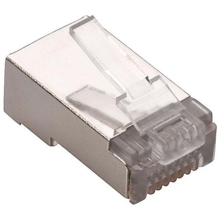Plug blindado RJ45 de 8 contactos FTP o STP CAT 5e, para cable redondo Plug blindado RJ45 de 8 contactos FTP o STP CAT 5e, para cable redondo