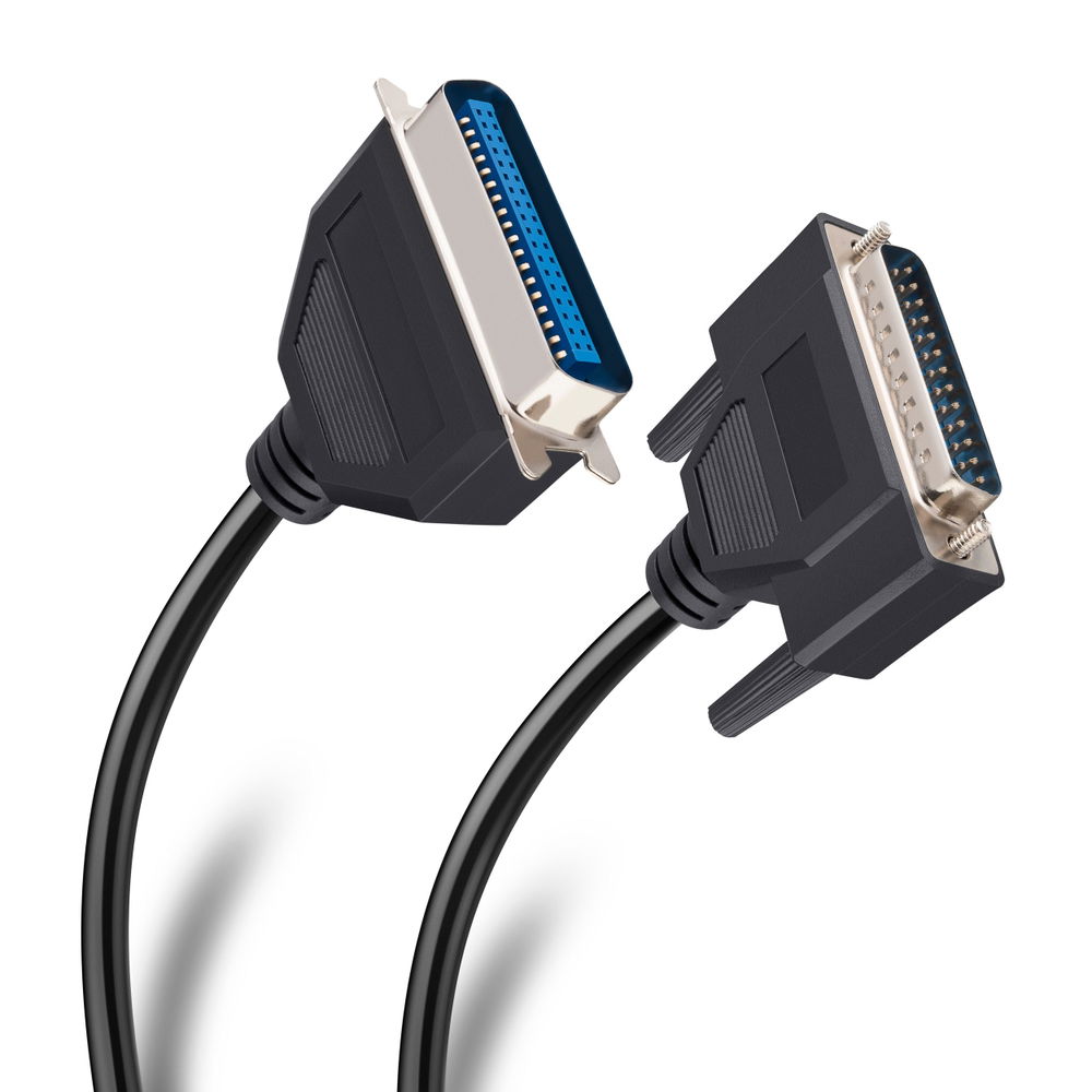 Cable de plug DB25 a plug paralelo (Centronics) de 36 pines, de 1,8 m Cable de plug DB25 a plug paralelo (Centronics) de 36 pines, de 1,8 m