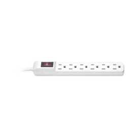 White Color Power Strip, 125 V / 15 A, 6 Contacts