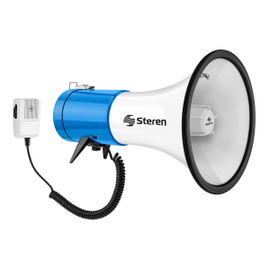 Megáfono de 25 W con micrófono tipo patrullero, para hombro
