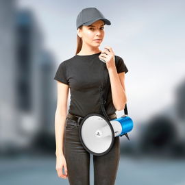 Megáfono de 25 W con micrófono tipo patrullero, para hombro Megáfono de 25 W con micrófono tipo patrullero, para hombro