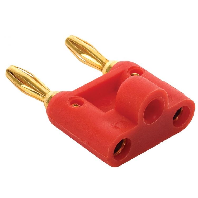Adaptador de 2 conectors tipo banana a 2 jacks tipo banana, rojo Adaptador de 2 conectors tipo banana a 2 jacks tipo banana, rojo
