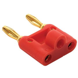 Adaptador de 2 conectors tipo banana a 2 jacks tipo banana, rojo