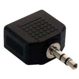 Adaptador de conector 3,5 mm a 2 jacks 3,5 mm, estéreo