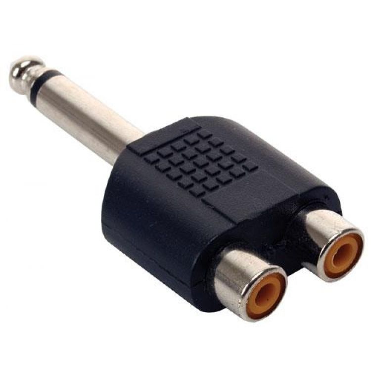 Adaptador de conector 6,3 mm a 2 jacks RCA, monoaural Adaptador de conector 6,3 mm a 2 jacks RCA, monoaural