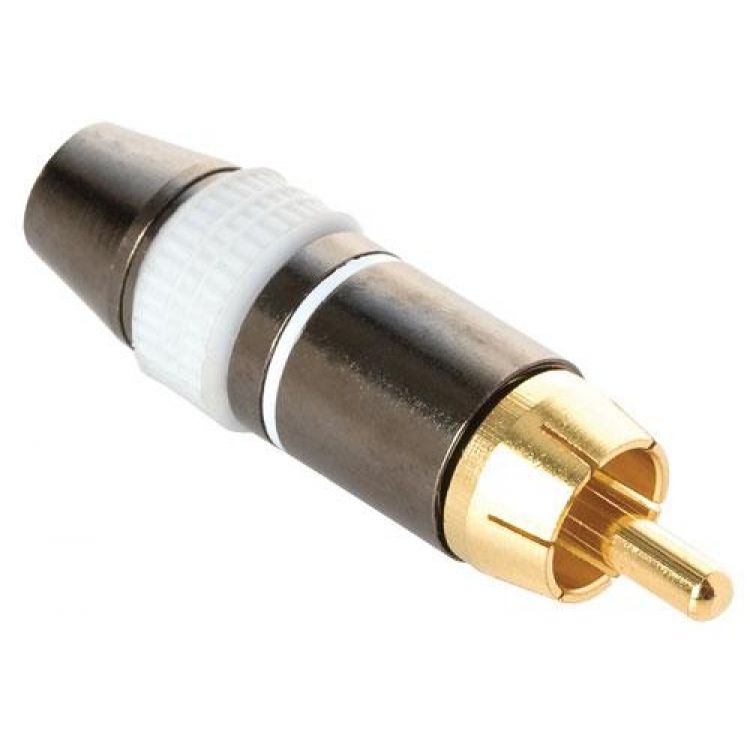 conector RCA metálico reforzado, blanco conector RCA metálico reforzado, blanco