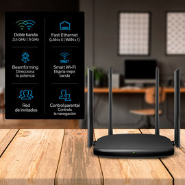 Repetidor / router Wi-Fi, 2,4 GHz y 5 GHz (B/G/N/A/AC), hasta 19 m de cobertura