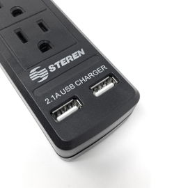 Multicontacto de 6 salidas verticales y doble cargador USB