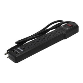 Multicontacto de 6 salidas verticales y doble cargador USB