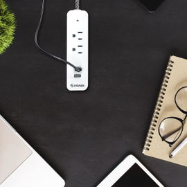 Multicontacto de 2 salidas horizontales, doble cargador USB y cable tipo cordón