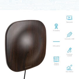 Antena interior para TV HD caudrada con acabado tipo madera