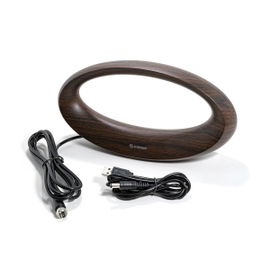 Antena interior para TV HD elíptica con acabado tipo madera Antena interior para TV HD elíptica con acabado tipo madera