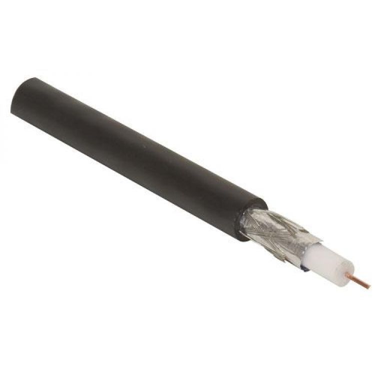 Cable coaxial RG59, 30% malla de aluminio sin estañar, negro Cable coaxial RG59, 30% malla de aluminio sin estañar, negro