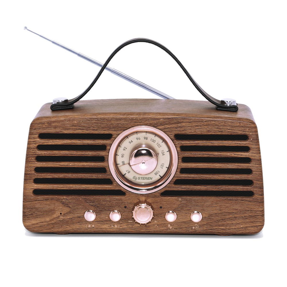 Bocina Bluetooth* retro con radio FM y reproductor USB/microSD Bocina Bluetooth* retro con radio FM y reproductor USB/microSD