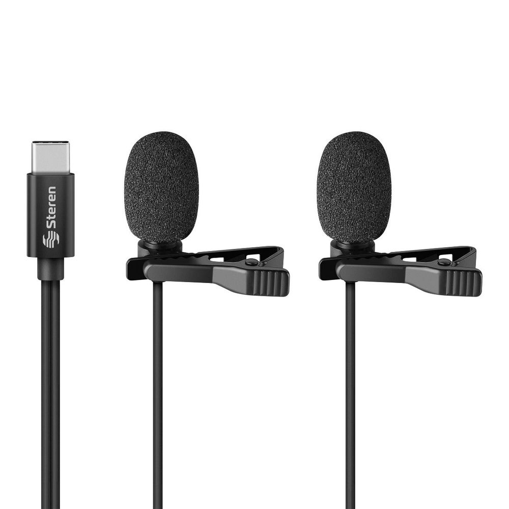 Micrófono doble de solapa con plug USB C Micrófono doble de solapa con plug USB C