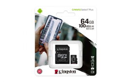 Memoria Flash Kingston Canvas Select Plus, 64GB MicroSDXC UHS-I Clase 10, con Adaptador 