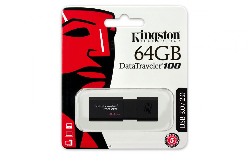 Memoria USB Kingston DataTraveler 100 G3, 64GB, USB 3.0, Lectura 100MB/s, Negro Memoria USB Kingston DataTraveler 100 G3, 64GB, USB 3.0, Lectura 100MB/s, Negro